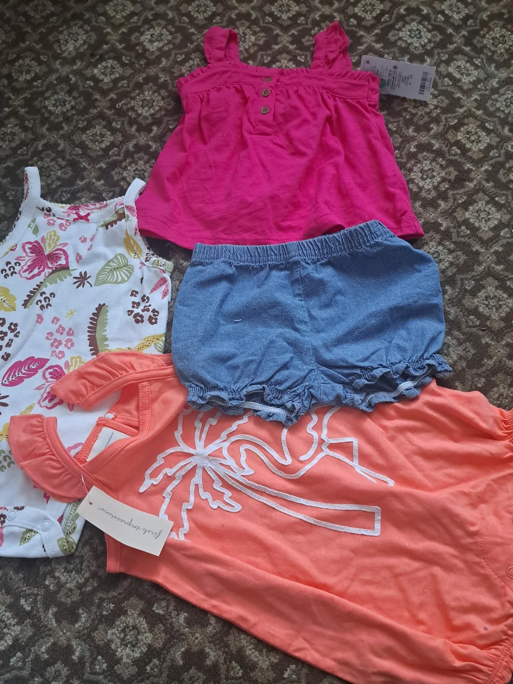 Carter's Bright Pink Baby Top Bundle 4 Set
